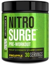 ג'ק חרושת NITROSURGE Pre Workout תוסף - אנרגיה חסרת סוף, מקבלי כוח מיידי, Clear Focus, Intense Pumps - NO Booster & Powerful Preworkout Energy - 30 משרתים, Pineapple