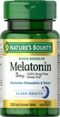 Nature's Bounty Melatonin, מקדם הירגעות ושינה, 100% תרופות חינם Sleep Aid, 3 מ"ג, 120 טבליות Quick Dissolve