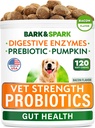 BARK &SPARK Vetpower Dog Probiotics Chews - Gas, Diarrhea, Allergy, Constipation, Upset Stomach Relief, with Digestive Enmes + Pumpkin + Prebiotics - תוספת סיבים גמישה - 100ct - בייקון - בייקון