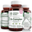 ויטמין Nutra טבעי B מורכב עם Niacin, Folate, Thiamin, ביוטין, תומך מערכת העצבים מערכת בריאות, מקדם מטאבוליזם, עור, עיניים ובריאות שיער, מזון שלם, 120 קפסולות צמחוניות