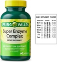 Spring Valley Super Enzyme Complex Dietary Supplement for Digestive Support, 60 קפסולות + Daily Supplement Tracker Sticker Sticker
