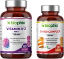 ויטמין C2 MK-7-100 mcg 60 - ויטמין C-1000 30 טבליות - תומך עצמות חזקות