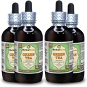 תה ירוק (Camellia Sinensis) Glycerite, אורגני Dried Leaves Alcohol-Free Liquid Extract (שםBrand: HerbalTerra, Proly Made in USA) 4x4 fl.oz (4x120 מ"ל)