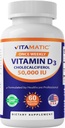 ויטמין Vitamatic D350,000 IU (כמו Cholecalciferol), פעם דוזה שבועית, 1250 mcg, 60 Veggie קפסולות 1 שנה אספקה, פורמולה מתקדמת מסייעת ויטמין D Deficiencies (60 ספירה)