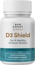 מדע חוף השמש D3 Shield - ויטמין D3 5000 IU עבור תמיכה החיסון ובריאות העצם 60 קפסולות צמחוניות K2 עם 180 מ"ג Calcium Carbonate מקסימלי Absorption