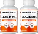 Physician's CHOICE Ashwagandha 1950 מ"ג אורגני אשוגנדה שורש אבקה עם Black Pepper לחלץ, תמיכה בלחץ, תוסף תמיכה Mood, 90 Veggie Ashwagandha קפסולות - 2 PCKKKKK