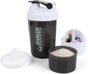 Shaker Bottle - Milk Shaker Cup with Storage Compartments - Leak-הוכחה Workout Shake Bottles with Mixer for Smoothing Mixing 500ML/16oz (לבן & שחור)