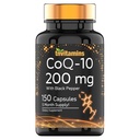 tnvitamins CoQ-10 200 מ"ג - 150 קפסולות עם Black Pepper לחלץ | 5 חודשים אספקה! | Powerful Free Radical Combat Antioxidant | Max Absorption Rapid Release כמוסות | Cozyme Q-10 מ"ג