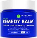 Truremedy Naturals Remedy Balm עם שמן עץ תה, 2 oz - Soothing Moisturizer עבור אזורים קשיחים - Nourishing Foot and Body Balm עם עץ תה, Lavender, ו Eucalyptusus