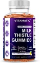 Vitamatic Milk Thistle Gummies- 10000 מ"ג Equivalent Per משרת (מ-50:1 לחלץ 200 מ"ג)- Liver Detox & Anti Oxidant Health - Min. 80% Silymarin Flavonoids - 60 Pectin Based Gummies