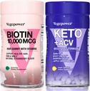 ויטמין צמיחת שיער ביוטין + Premium Keto Pills | תומך עור בריא וציפורים & Utilize שומן עבור אנרגיה עם Ketosis, Boost Energy & Focus | תוספי Non-GMO טבעוניים לתמוך