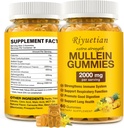 Mullein Gummies, 2000 מ"ג אורגני מולליין Leaf Extract for Clear Lungs, Boost Respiratory & Digestive, Immune Booster for Adults & Kids, Allergy Friendly, Non-GMO, 60 מסטיק