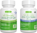 VESIsorb Ubiquinol-QH + Zinc Complex Bundle עבור פוריות, Fast-Acting Advanced CoQ10 100 מ"ג + 25 מ"ג Chelated Zinc, על ידי Igennusss