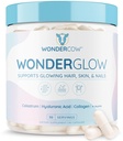 WONDERCOW שיער עור וציפור ויטמינים w/Bovine Colostrum, Collagen, Hyaluronic Acid, Biotin, Zinc, & Lactoferrin┃Supports Faster Hair growth, Stronger Nails ו- Glowing Skin (30 משרתים, קפסולה)