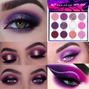 BINGBRUS 12 צבעים Glitter Purple Pink Eyeshadow Makeup Palette, Bright High Pigmented Metallic Shimmer Rainbow Colorful Pressed Eyeshadow