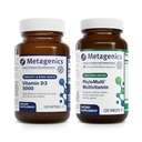 Metagenics Bundle - D3 5000 & PhytoMulti ללא ברזל - 120 Softgels של D3 5000 עבור Immune תמיכה, בריאות העצם ובריאות הלב - 120 טבליות של PhytoMulti ללא ברזל עבור בריאות כללית והזדקנות