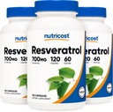 מזונות מזינים Resveratrol 700 מ"ג; 120 קפסולות ירקות - 50% Trans-Resveratrol (3 בקבוקים)