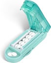 DUBSTAR Pill Cutter Splitter for Small and Tiny Pills, Multiple Pill Cutters for Small or Large Pills, Fitable Pill Splitter with Centering Device and Blade Guard for Multi Tablets (Cyan)
