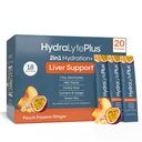 תמיכה מהירה Liver תמיכה + אלקטרוליט לערבב עם שביל חלב, Turmeric, ג'ינג'ר, Prickly Pear, תמצית תה ירוק פורמולה עבור הידרציה מהירה (Peach Passion, 20 Packets)