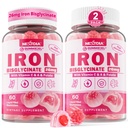 טבעוני ברזל תוספת חניכיים לנשים וגברים - w /Vitamin C Folate B12 Zinc for Adults & Kids, Chewable Gentle Iron for Iron Deficiency, Energy Boost, Non-Constipating & After Taste, Sugar-Free 2 Pack