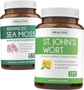 Sea Mossss & St. John's Wort (2-Month Supply Supply) Mood Moss בלנדר - אורגני הים Mosss - Raw Vegan Supplement (120 Caps) & St John's Wort with Powerful 900mcg Hypericin Vegan non-GMO (120 קפסולות)