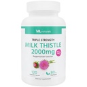 ML Naturals Triple Strength Milk Thistle 2000 מ"ג (High Dosage & Potency Silymarin 192 מ"ג לשרת), 120 קפסולות ירקות (4 חודשים). תמיכה בבריאות Liver, NSF-Certified & cGMP-Compliant