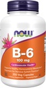 תוספי מזון עכשיו, ויטמין B-6 (Pyridoxine HCl) 100 מ"ג, Cardiovascular Health, 250 Veg כמוסות