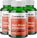 Age 3 Pack של 1250 מ"ג ים Mosss מתקדם superfood קפסולות, 180 הרוזן - High-Potency, טבעוני, Made in the USA - Irish Seamoss, Bladderwrack, Burdock Root - בריאות כללית, תמיכה בתחמושת