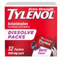 Tylenol תוספת כוח dissolve אבקה Packs, 500 מ"ג Acetaminophen כאב Reliever & Fever להפחית תרופות, הקלה מהירה עבור Small Aches & Pains, Ibuprofen- & Aspirin-Free, On-the-Go בריפלאמור, 32 Ct