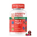 SmartyPants Kids סיבים & Veggies: Prebiotics מסטיק לילדים, תוספת סיבים עם Inulin, אורגני Veggie בלנדר, טבעוני, Gluten חינם, מעורב ברי פלפור, 60 הרוזן (30 יום אספקה)