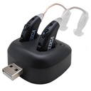 הודעות שמיעה דיגיטליות - Rechargeable Premium BTE Personal Sound Amplifier Pair עם USB Dock, מאחורי מכשיר שיפור שמיעה האוזן עם חיי סוללה ארוכים, Black Black Black Sound Amplifier