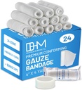 D&H Medical Pack של 24 Gauze Bandage Roll 4 Inches x 4 Yards - רפואי Gauze Wrap for Wounds Care - Easy to Use Cotton Gauze Rolls for Hand Wraping Ankles & Knees