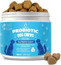 תוספי תזונה טבעיים לכלבים - פרוביוטיים Chewable עם Prebiotics ו Enzymes תומכים בריאות Gut, Diarrhea & Digestion, שיפור מערכת החיסון Allergy Itch Skin