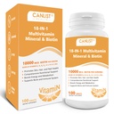 שיער וציפורים Multi-Vitamin עבור גברים ונשים, 10000mcg Biotin & Multimineral, מכיל B-Vitamins, ויטמין C, E & D3, Trace מינרליםs, Zinc, Gluten-Free, ללא חלב, Soy-Free, 100 טבליות