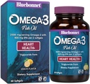 Bluebonnet Nutrition אומגה 3 Heart Formula Natural Wild תפסה את Triglyceride טופס DHA 600 מ"ג EPA 800 מ"ג - Highly Concentrated Heart Health Support - 60 Softgel