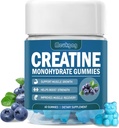 Creatine Monohydrate חניכיים עבור גברים ונשים, Chewables Creatine Monohydrate עבור כוח שרירים, שריר בונה, אנרגיה Boost, טרום עבודה חניכיים (60 Count) - Blueberry Flavor