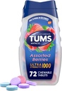 TUMS Ultra Power Chewable Antacid Tablets for Heartburn Relief and Acid Indigestion Relief, Assorted Berries - 72 Count Count