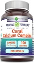 פורמולות מדהימות אלמוגים Calcium Complex Supplement | 1000 Mg | 200 קפסולות | Non-GMO | Gluten-Free | Made in USA