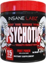 Insane Labz Psychotic, High Stimulant Pre Workout אבקה, אנרגיה מתקדמת, להתמקד אנדורנס עם Beta Alanine, Creatine Monohydrate, DMAE, 15 Srvgs, פירות