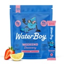 Waterboy Weekend Recovery | 3,200 מ"ג אבקת Packets | ג'ינג'ר + L-theanine + ויטמינים | No Sugar, All Natural, Gluten Free | 24 משקאות Stick Mixes (Strawberry Lemonade)