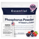 תוספי Phosphorus 100 Packets, אבקת תוספי תזונה עם Sodium Phosphate ו- Potassium Phosphate, פירות פלפורה אבקת תוספי מזון עבור אלקטרוליטה, בריאות העצם וקידני בריאות