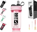 Litex Shaker Bottles forחלבון Shakes, 26oz בלנדר שרקר בקבוק עבור Pre-Workout,Shaker Cups with Straw, BPA-free Tritan Mixer בקבוקים עבור אבקת חלבון, עם מברשת Brush והוראות (Pink)