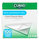 CURAD Sterile Non-Adherent Pads (Pack of 100), 3"x4, עבור בגדי פצע עדינים וקליטה מבלי לדבוק
