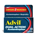עו"ד פעולה כפולה coated Caplets עם Acetaminophen, 125 מ"ג Ibuprofen ו 250 מ"ג Acetaminophen Per Caplet עבור 8 Hour הקלה - 18 Count Count