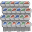 Lice Comb - (Pack of 24) Head Lice Treatment That's Individuallypacked Professional Stainless Steel Louse ו Nit Combs מסיר ביצים עם טיפים עגולים לנוחות