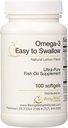אומגה 3 "Easy to Swallow" Ultra-pure Fish שמן תוספת טבעית לימון פלאפור 100 Softgels