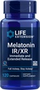 Life Extension Melatonin IR / XR 120 קפסולות - Immediate & 7 Hour Extended-Release - Night Time Supplement - תומך להישאר Asleep - non-GMO, Gluten-Free