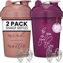 GOMOYO 2Pack 20Ounce חלבון שאקר (Plum & Rose) | BPA Free, Dishwasher Safe Shaker Cups עם ציטוטים מוטיבציה עבור התעמלות, ריצה, תוספי עבודה