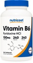 ויטמין B6 (Pyridoxine HCl) 100 מ"ג, 240 קפסולות