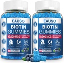 (2 Pack) חניכיים ביוטין 10,000mcg לשיער בריא, עור וציפורים למבוגרים - 120 חניכיים ויטמין ויטמין - טבעוני, non-GMO, בריאות שיער מבוסס Pectin
